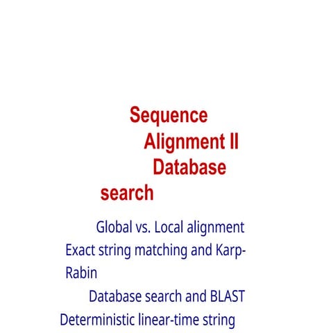 Advanced Sequence Alignment and String Matching Algorithms in ...
