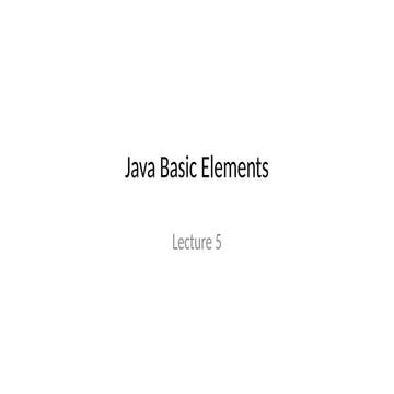 Java Basic Elements Lecture on Computer Science | PPT
