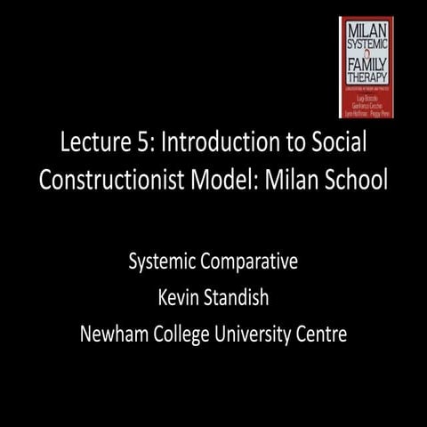 Lecture 5 social constructionist family therapy: Milan school