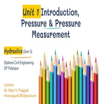2. Pressure Measurement | Hydraulics | Fluid Mechanics | Civil Engineering | ...