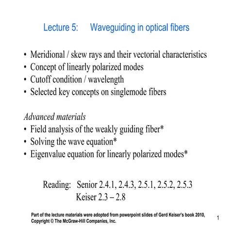 waveguiding in optical fibers