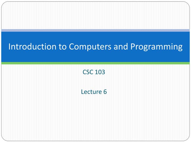 ICP - Lecture 6 | PPT