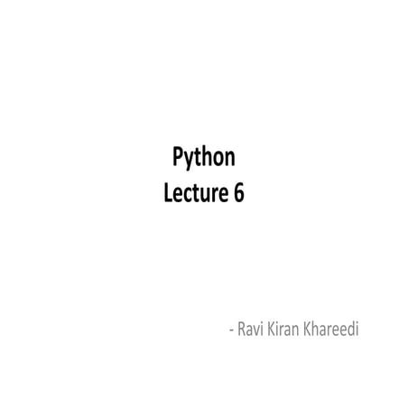Python - Lecture 6 | PPT