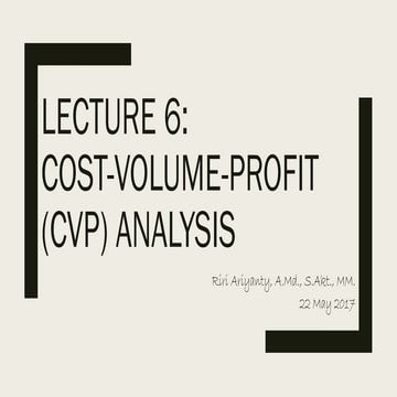 Lecture 6 Cost Profit Volume Analysis