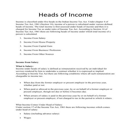 Lecture 6   heads of income