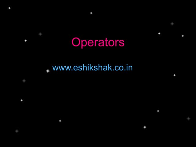 Lecture 6   operators