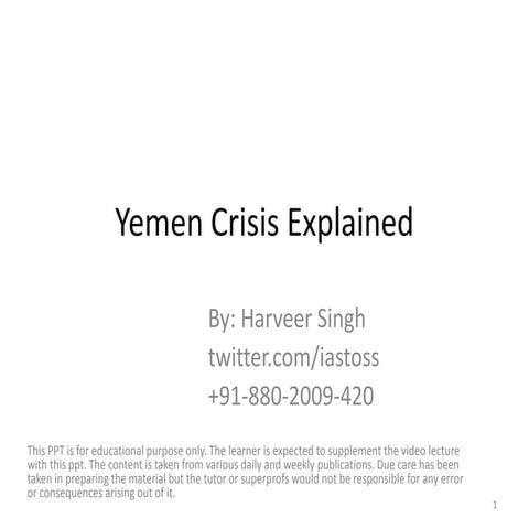 Lecture # 64   yemen crisis explained