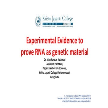 Experimental evidence to Prove RNA as genetic material