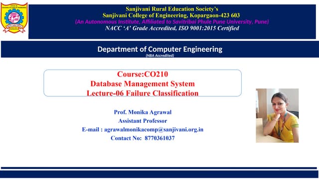 Lecture 6 Failure Classification in DBMS.ppt