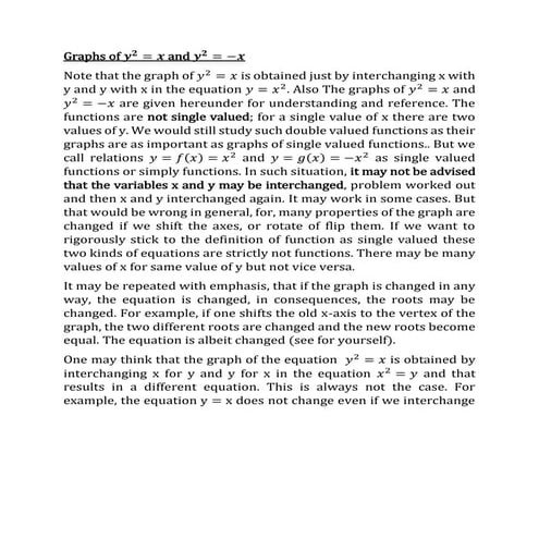 Lecture 1.6 further graphs and transformations of quadratic equations