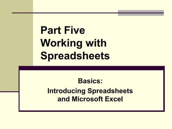 spread sheet introduction for web and database and | PPT