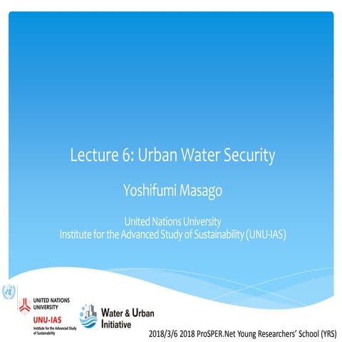 Lecture 6: Urban Water Security