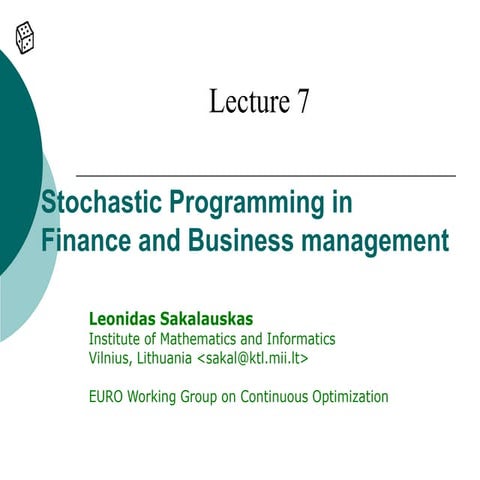 Stochastic Programming in Finance and Business management | PDF