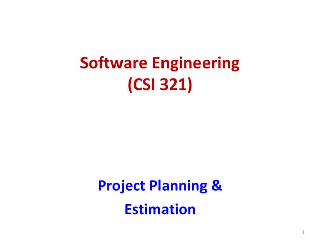 Software Engineering (Project Planning & Estimation) | PPT