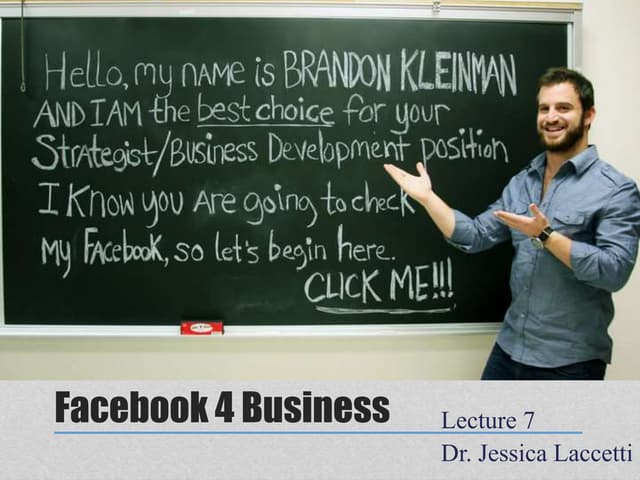 Lecture 7: Facebook Page Assignment