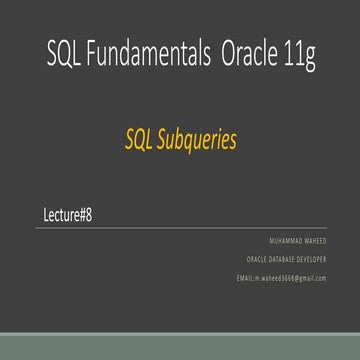 SQL Subqueries - Oracle SQL Fundamentals | PPT