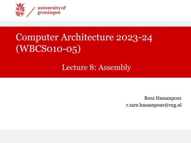 computer architecture Lecture 8 for computer science
