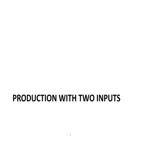 Lecture 8  production, optimal inputs