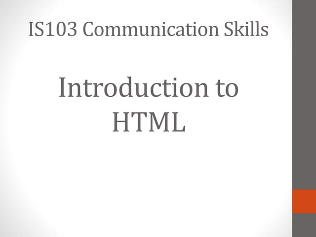 Introduction to HTML Communication Skills