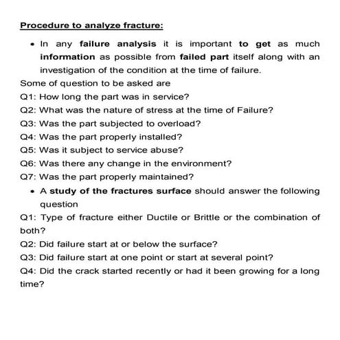 Fracture Mechanics & Failure Analysis: Lecture Analysis of Fracture 