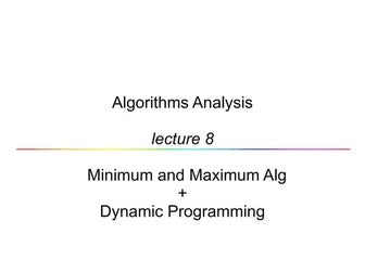 Lecture 8 dynamic programming