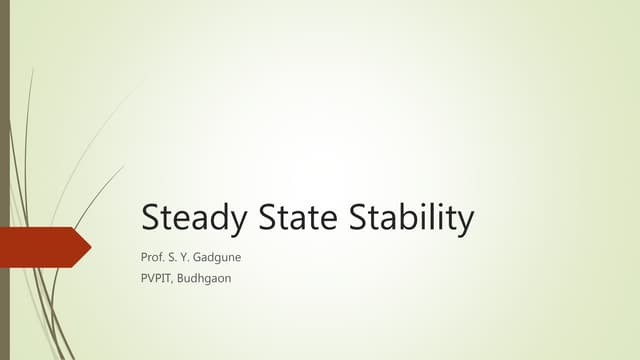 Lecture 8 steady state stability
