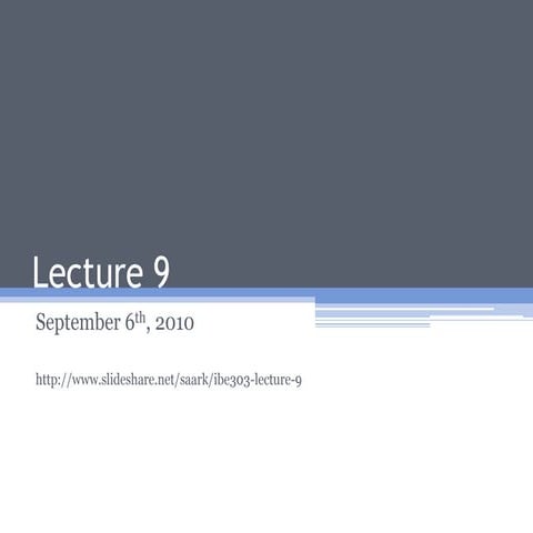 IBE303 Lecture 9