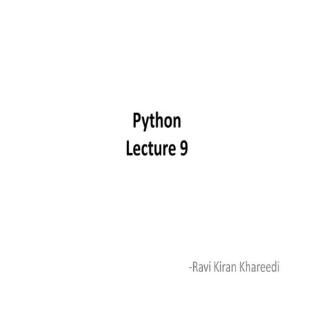 Python - Lecture 9 | PPT