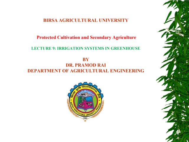 IRRIGATION SYSTEMS IN GREENHOUSE