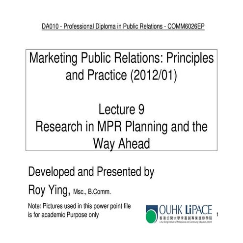COMM6026 Lecture 9 - research in mpr
