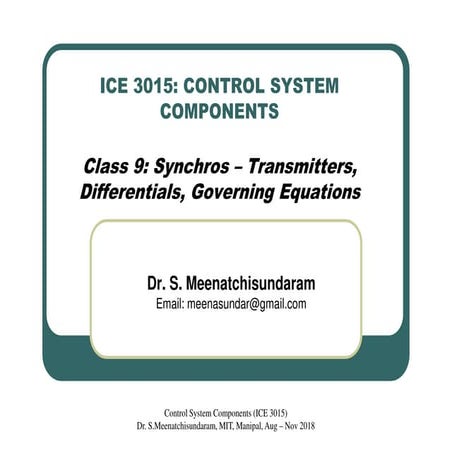 Lecture 9   synchros - transmitters, differentials, governing equations