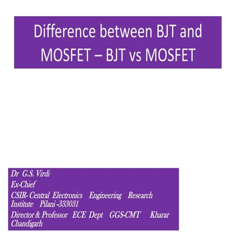 Difference Between BJT and MOSFET: A Comparative Analysis”