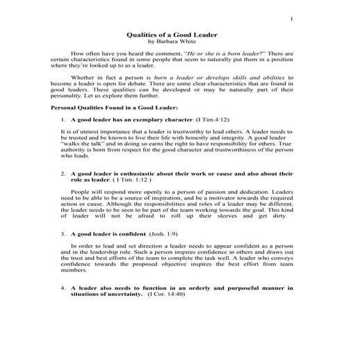 qualities of a good leader | DOC
