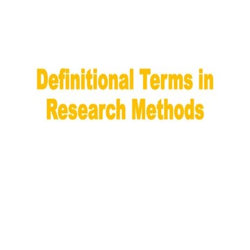 Lecture definitional terms in research methods