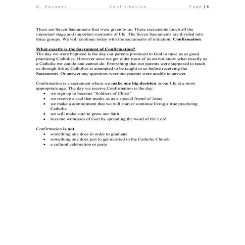 Lecture for confirmation