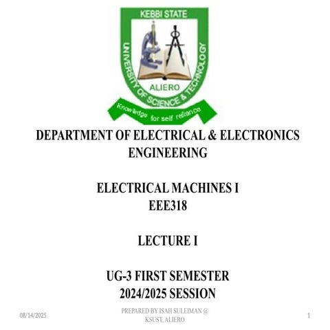 Lecture I Electrical Machines EEE 318.pptx