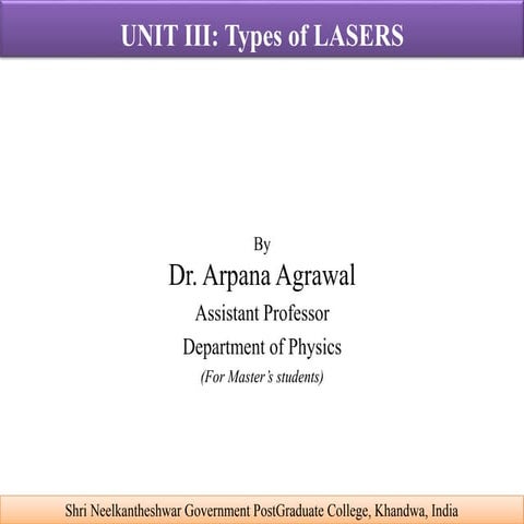 Lecture I Solid State Laser  Ruby Laser