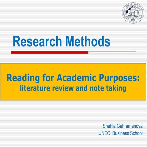 Lecture iv reading for academic purposes  literature review and note taking_slide_share