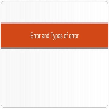 Instrumentation & Measurement: Error and Its Types | PPT