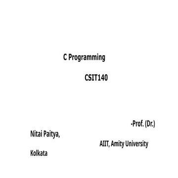 Lecture C Programming Module 3 Amity Uni | PPTX
