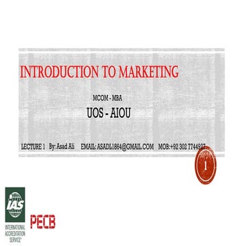 Lecture no.1 introduction to marketing