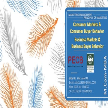 Lecture no.5 consumer markets & consumer buyer behavior