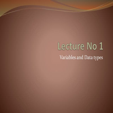 Lecture no 1 | PPT