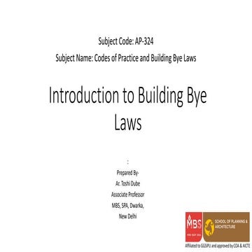 Building by Laws Lecture Notes