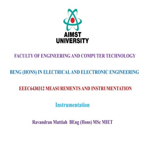 Lecture Notes:  EEEC6430312 Measurements And Instrumentation - Instrumentation
