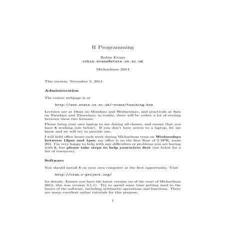 Comprehensive R Programming Lecture Notes | Michaelmas 2014 Edition