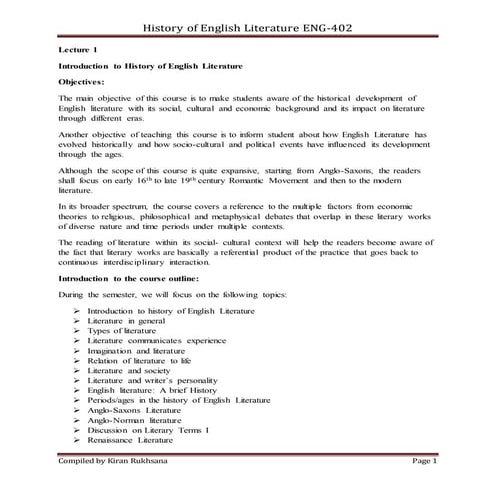 History of English Literature