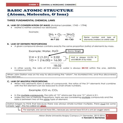 Lecture Notes for Inorganic Chemistry