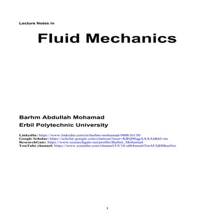 Lecture Notes in Fluid Mechanics