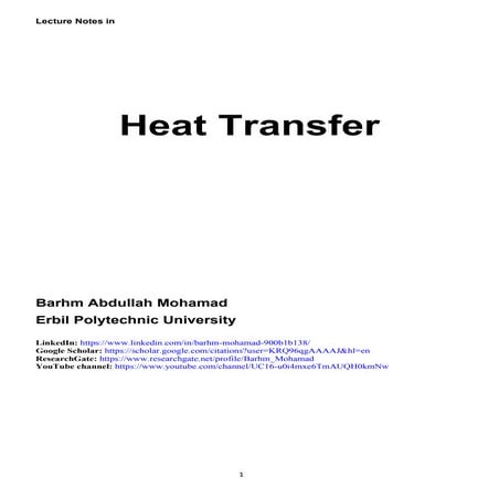 Lecture Notes in Heat Transfer